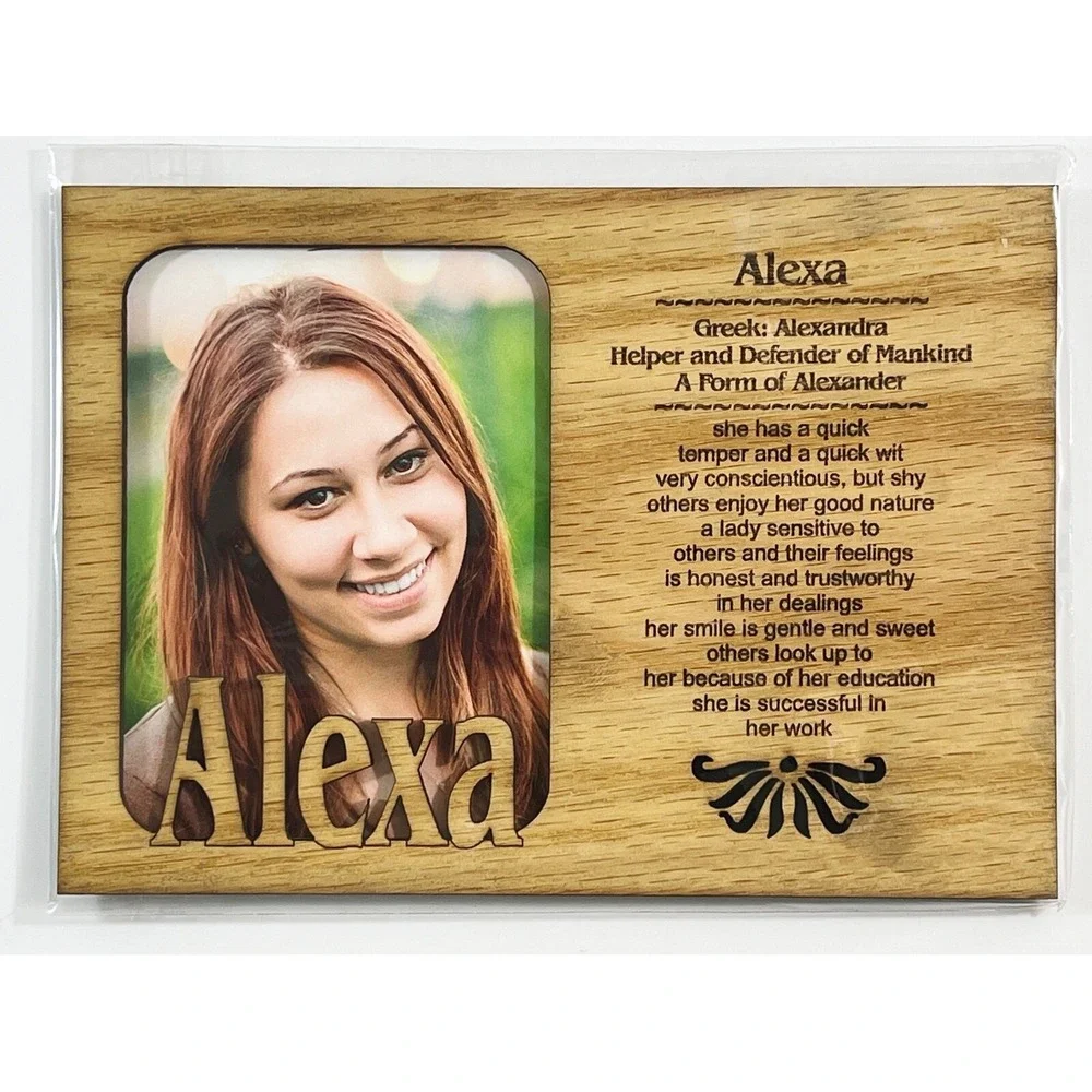 ALEXA‎ Personalized Name Profile Laser Engraved Wood Picture Frame Magnet